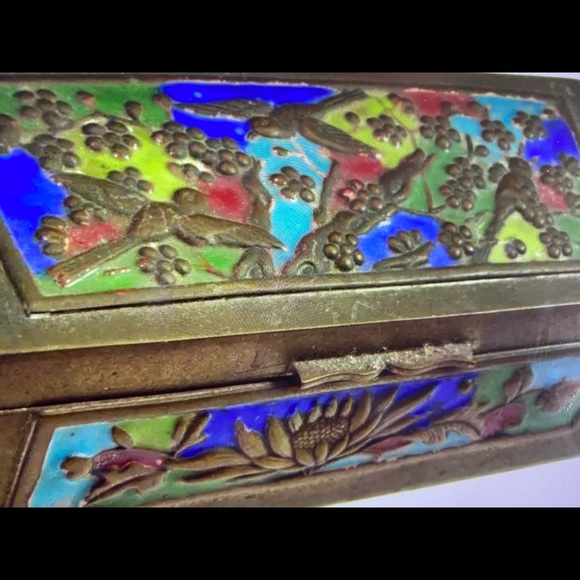 Antique Chinese Miniature Brass Stamp Box 3.5”Wide - Picture 2 of 5